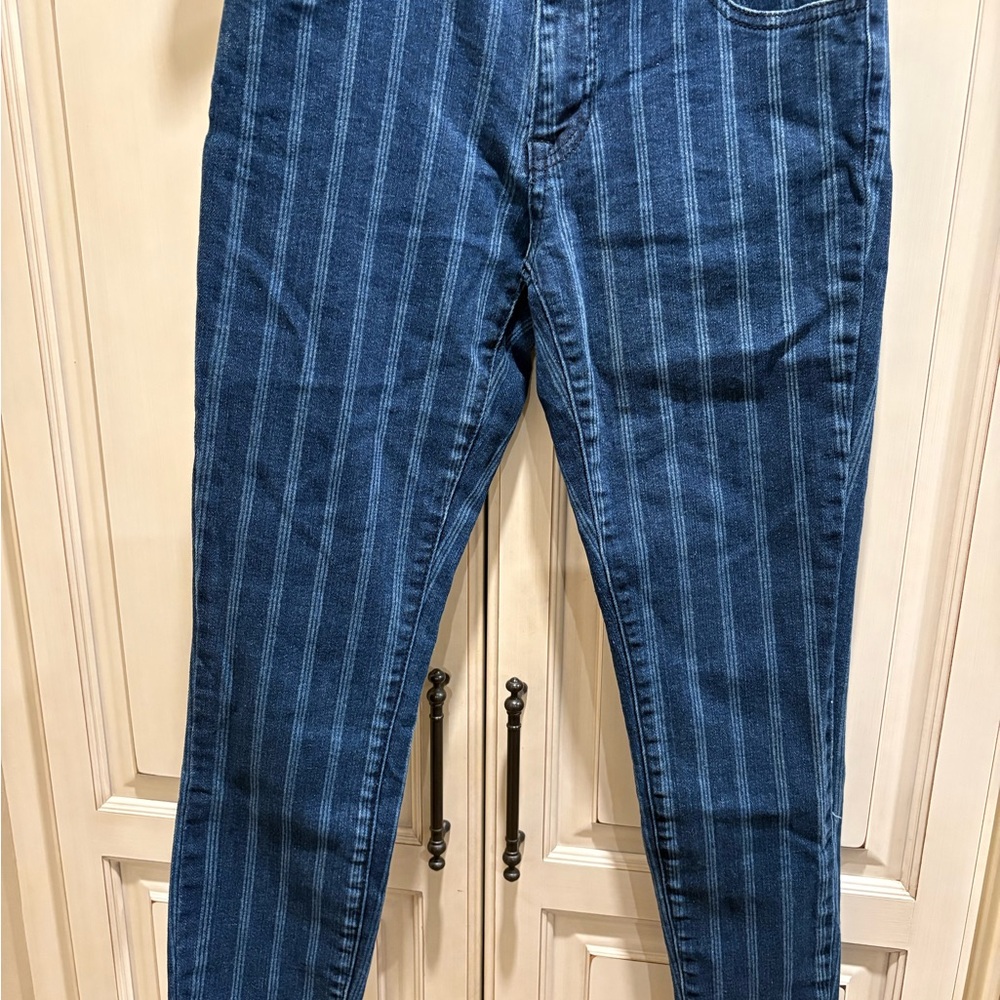 Pacsun striped Blue Women's Jeans with frayed bottom